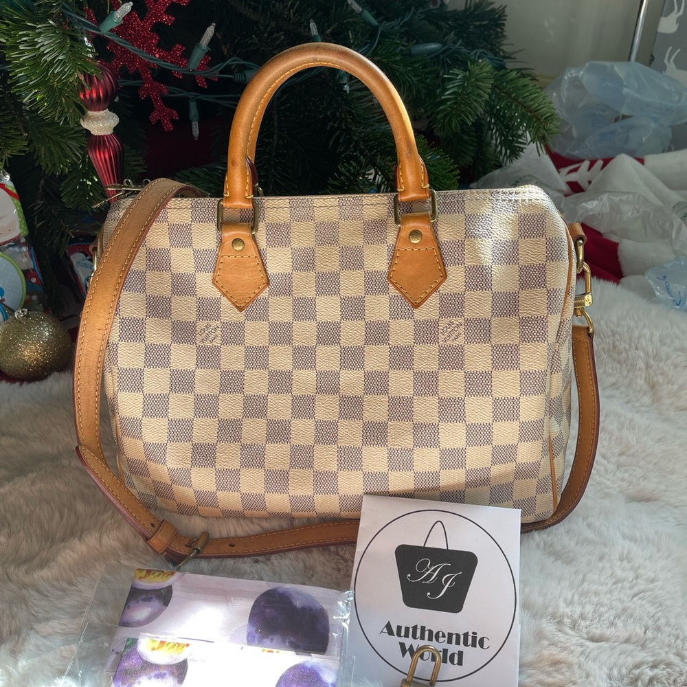 Authentic Louis Vuitton LV Speedy 30 Bandouliere Azur crossbody bag